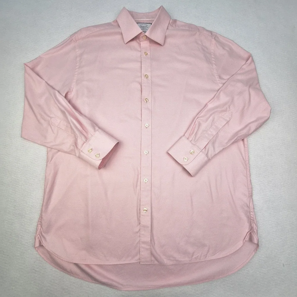Charles Tyrwhitt Dress Shirt Mens 17.5‎ 35 Pink Classic Fit Egyptian Cotton Luxe